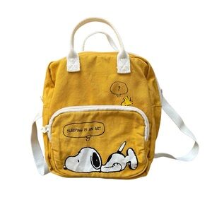H&M Yellow Snoopy Mini Backpack “Sleeping is an Art”